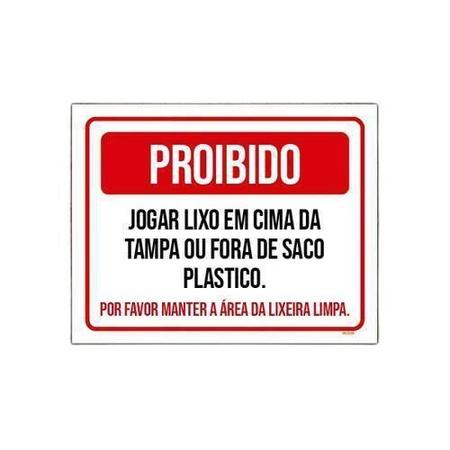 Placa proibido jogar lixo 23,5x32,5cm - Zeus do Brasil