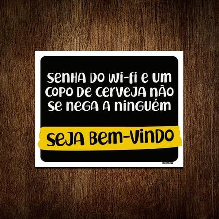 Imagem de Kit 5 Placas Senha Do Wifi Copo Cerveja Bem Vindo