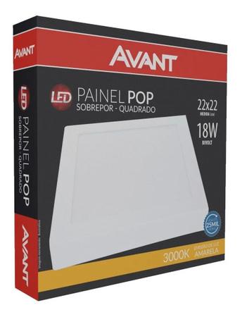 Imagem de Kit 5 Plafon Led Quadrado Sobrepor 18w Branco Quente 3000k