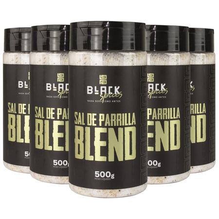 Imagem de KIT 5 POTES DE SAL DE PARRILLA BLACK SPICES GOURMET 500g TEMPERO PRONTO PARA CARNE CHURRASCO