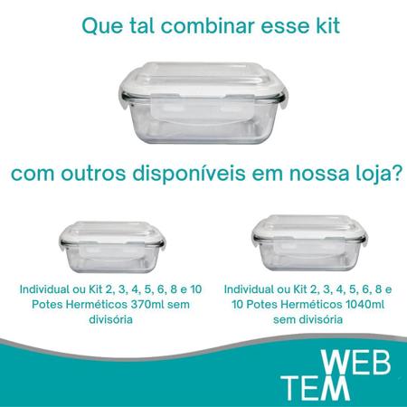 Imagem de Kit 5 Potes Herméticos Marmita de Vidro Retangular 640ml Tampa BPA Free: Armazenar Alimento e Organização de Casa com Sustentabilidade e Praticidade