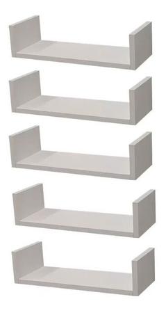 Imagem de Kit 5 Prateleiras U Mdf 60x10 Branco Nicho Livros Revista