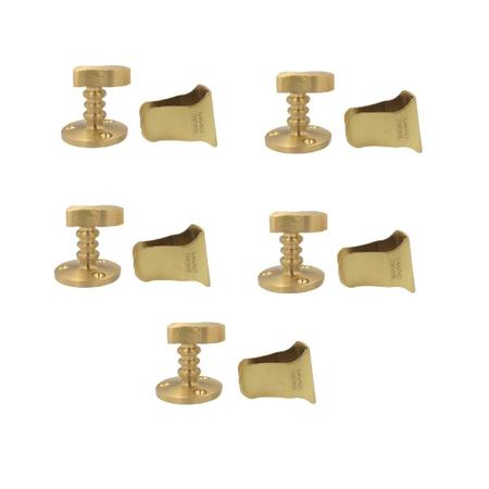Kit 5 prendedor fixador trava porta dourado fosco 806 imab latão piso acetinado - buchas + parafusos Imagem de Kit 5 prendedor fixador trava porta dourado fosco 806 imab latão piso acetinado - buchas + parafusos