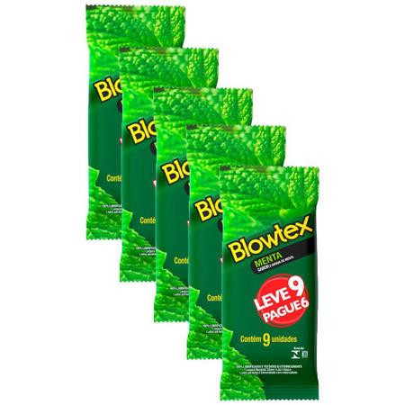 Imagem de Kit 5 Preservativo Blowtex Menta Leve 9 Pague 6 unidades