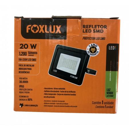 Imagem de Kit 5 projetor refletor led aluminio 20w verde bivolt foxlux