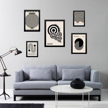 Imagem de Kit 5 Quadros Bauhaus Preto E Branco - Com Vidro