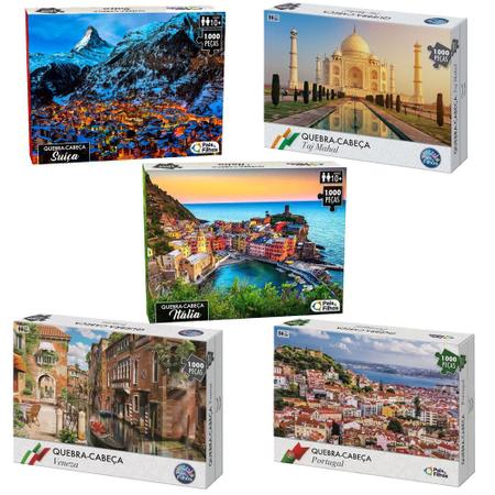 Jogo 3 Quebra Cabeça 1 Veneza, 1 Portugal E 1 Itália Puzzle