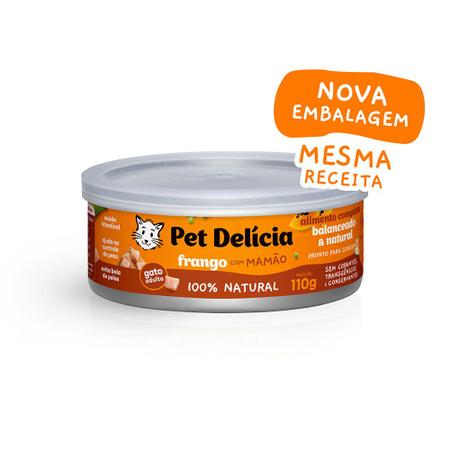 Imagem de KIT 5 Ração Úmida Pet Delícia Gatos Frango com Mamão 110g