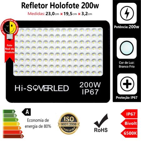 Imagem de Kit 5 Refletor Led 200w Holofote Bivolt Ip67 Branco Frio