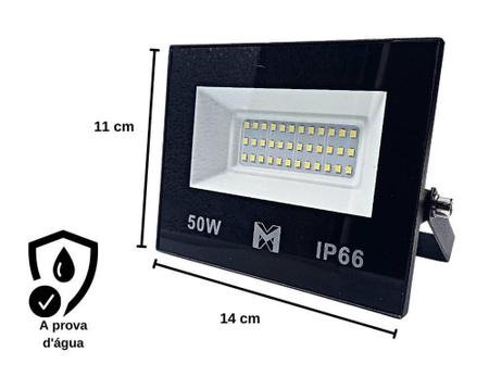 Imagem de kit 5 Refletor LED 50W Holofote Prova D'água Frio - MX