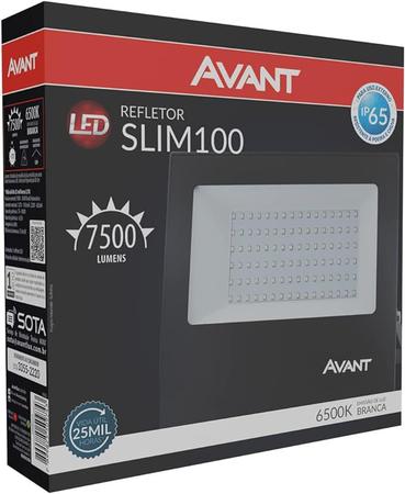 Imagem de Kit 5 Refletores LED Slim 100w IP65 6500k Branco Frio - Avant