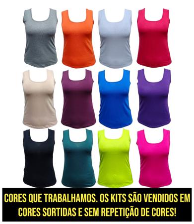 Imagem de Kit 5 Regatas Plus Size Alça Larga Blusa Básica Feminina