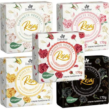 Imagem de Kit 5 Sabonetes Vegetal Aroma das Rosas 170G Davene