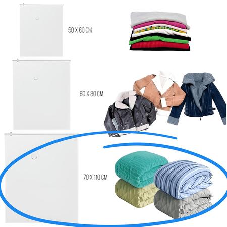 Imagem de Kit 5 Sacos A Vácuo para Guardar Cobertor Roupa Edredom 70 X 110Cm Economiza Espaço em Guarda Roupas e Malas