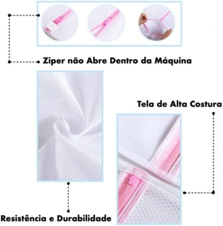 Imagem de Kit 5 Sacos para Lavar Roupas Delicadas 30x40cm Organizador Viagem Malas Armarios Gavetas