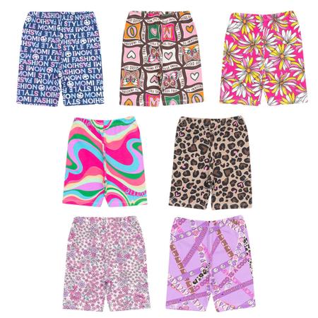 Kit 5 Shorts Cotton Infantil Para Meninas 2 a 12 Anos - Vini kids