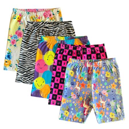 Kit 5 Shorts Cotton Infantil Para Meninas 2 a 12 Anos - Vini kids