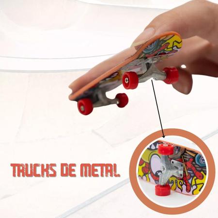 Kit 6 Skate De Dedo Brinquedo Para Crianças Truck Metal Lixa