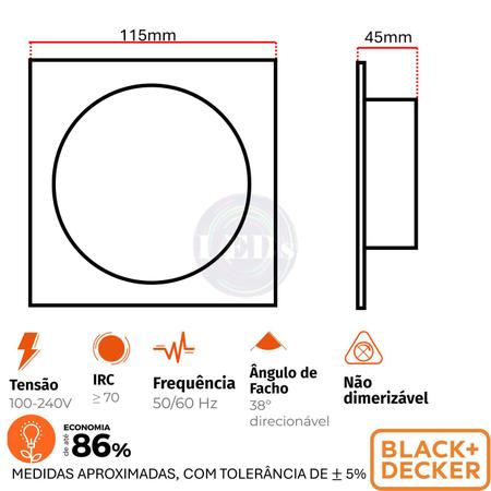 Imagem de Kit 5 Spot Led Quadrado Embutir 10w Branco Neutro 4000K