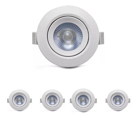 Imagem de Kit 5 Spots Led Galaxy Direcionável 5w Redondo - Branco Frio