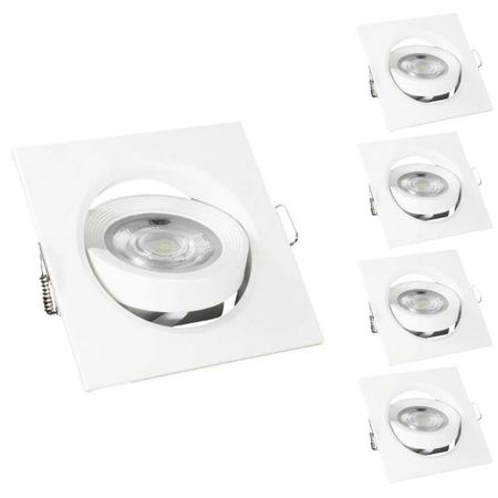 Imagem de Kit 5 Spots Led Kian de Embutir Quadrado 5w 400lm Branco Quente 3000K Luz Amarela Luminária de Teto