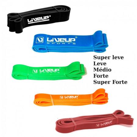 Imagem de Kit 5 Super Bands Super Forte + Forte + Media + Leve+ Super Leve  Liveup Sports 