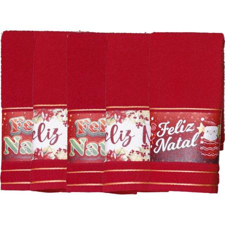 Imagem de Kit 5 Toalha Lavabo Natalina Jacquard 30x45cm