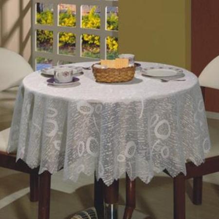 Imagem de Kit 5 toalhas para mesa redonda em renda branca com 1,4m