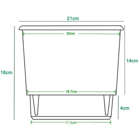 Imagem de Kit 5 Vaso Raiz Autoirrigavel 21X18 Preto Plantas Temperos