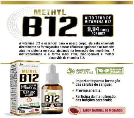 Imagem de Kit 5 Vitamina B12 Sublingual Metilcobalamina 20Ml Flora