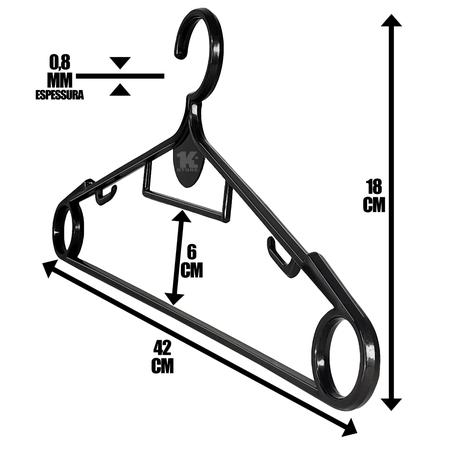 Imagem de Kit 50 Cabides De Plástico Roupas Adulto Super Resistente