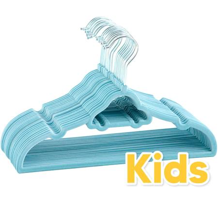 Imagem de Kit 50 Cabides Veludo Infantil Slim Antiderrapante Carro Azul