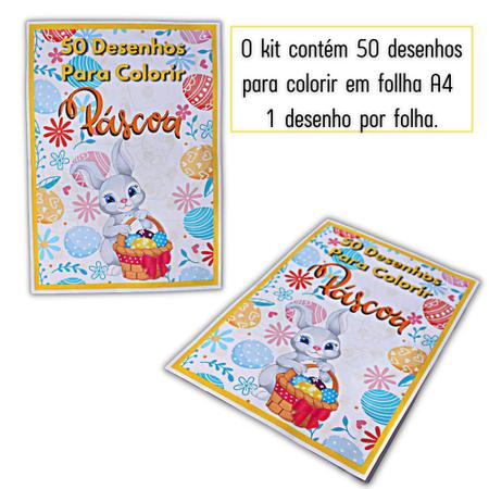 Kit 50 Desenho p/ Colorir Infantil Páscoa Coelho da Pascoa Barato