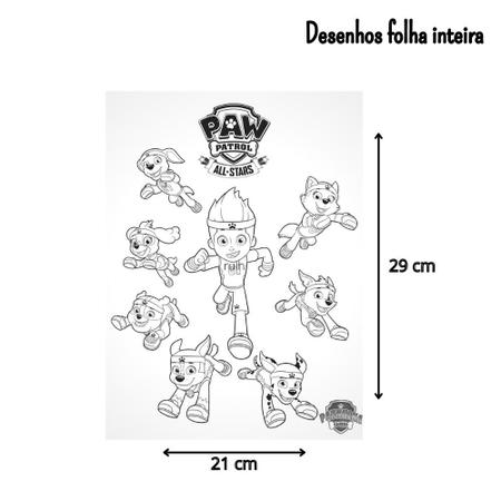 Kit 10 desenhos para colorir em Folha A4 - Tema Patrulha Canina