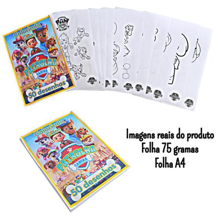 Kit 50 Desenhos Infantil Para Colorir Patrulha Canina Folha Inteira