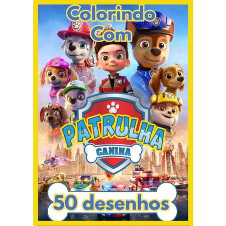 Kit 50 Desenhos Infantil Para Colorir Patrulha Canina Folha Inteira