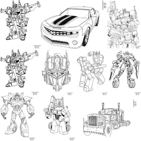 Kit 50 Desenhos Para colorir Infantil Grande Transformers