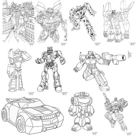 Kit 50 Desenhos Para colorir Infantil Grande Transformers