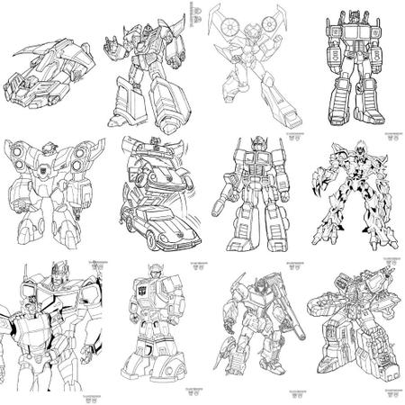 Kit 50 Desenhos Para colorir Infantil Grande Transformers