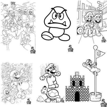 Kit 50 Desenhos Para Colorir super Mario Bros Envio Imediato - Mario Brós -  Kit de Colorir - Magazine Luiza