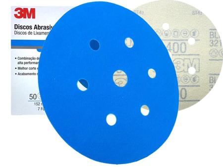 Imagem de Kit 50 Disco Abrasivo 3M Hookit Blue 400 152Mm 7 Furos