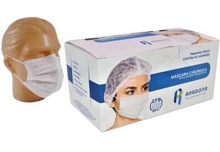 Imagem de Kit 50 Máscaras Original Cirúrgica Descartável Tripla Camada com Clip Nasal