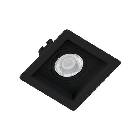 Imagem de Kit 50 Spot Embutir Quadrado Recuado Mini Dicroica Mr11 Preto + Lâmpada LED 4w 2700k