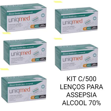 Imagem de kit 500 Álcool Swab Uniqmed