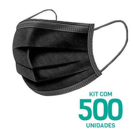 Imagem de Kit 500 Máscaras Descartáveis Adulto Tripla Camada Cor Preto