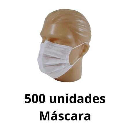 Imagem de kit 500 Propé 500 toucas 500 mascara TNT branco  descartavel