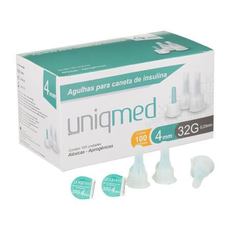 Imagem de Kit 500un agulha caneta insulina 4mm 32g uniqmed