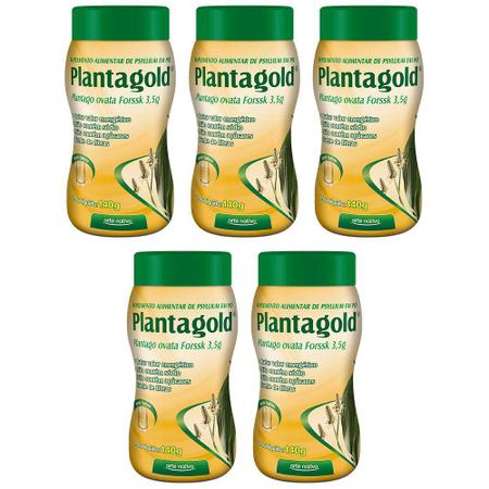 Imagem de Kit 5x Planta Gold Psyllium Plantago Ovata rico em Fibras pote 140g sem sabor arte nativa