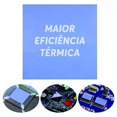 Imagem de Kit 5x Thermal Pad Almofada Térmica 10cm x 10cm (100mm x 100mm) x 0.5mm Para BGA VGA VRM Cor: Azul