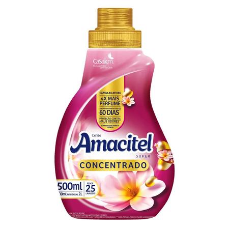 Imagem de Kit 6 Amaciante Roupas Concentrado Amacitel Cheiro Suave 500ml